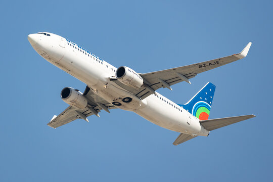US-Bangla Airlines Boeing 737-800 (S2-AJE) departing from Dubai International Airport on November 12, 2025 in Dubai, UAE