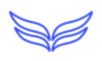 Glowing blue neon abstract wings design isolated on transparent background © fatima