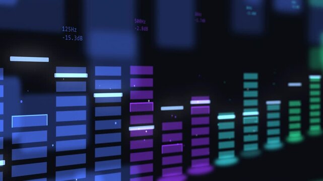 3D Digital Audio Equalizer Spectrum Analyzer with Frequency HUD