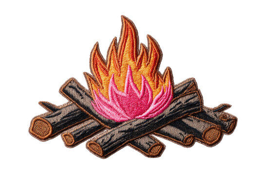 Campfire patch embroidered wood fire design