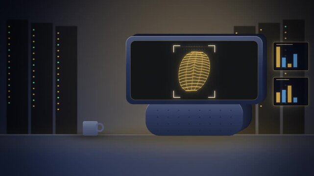 Gold smart display facial recognition scan unlocking with mesh