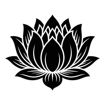 A black lotus flower design presents a striking silhouette