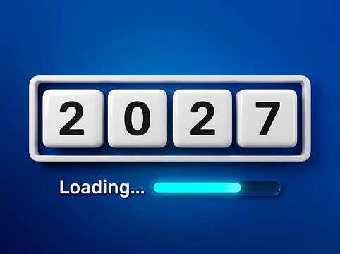 Digital year two thousand twenty seven loading progress bar display