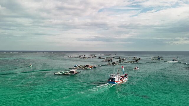 Ly Son Mu Cu Lighthouse and Boats Near the Harbor
