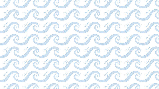 Isolated seamless wave pattern with stylized water splashes, calm sea motif, summer vacation design