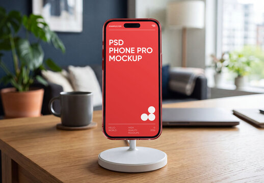 Phone on Charger Mockup