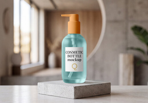 Dispenser Bottle on Stand Mockup