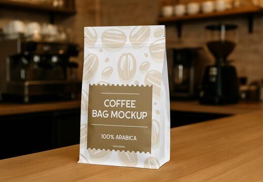 Coffee Bag on Table Mockup