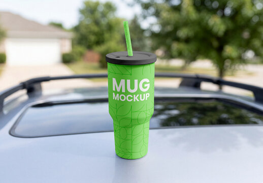 Big Mug on Car Mockup