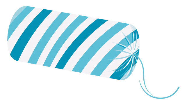 Isolated festive blue and white striped cracker, wrapped candy, or firework with a fuse