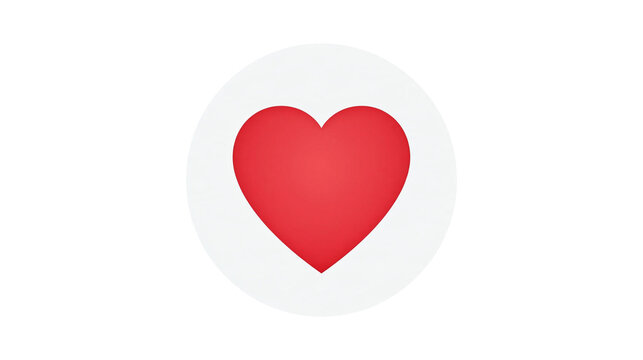 Isolated red heart icon in a light gray circle, social media like and engagement counter
