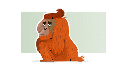 Isolated sad orangutan illustration for future conservation and environmental awareness 2060 © Diego