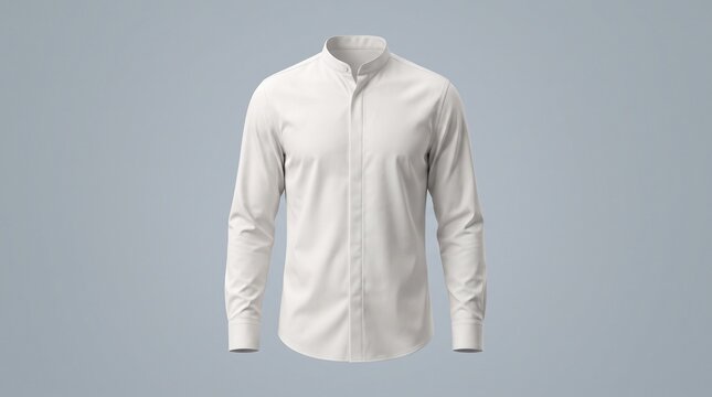 Pearl White Mandarin Collar Formal Shirt