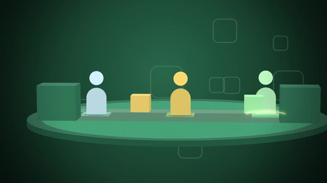 Pictogram crate passing along a row of team members seamless loop