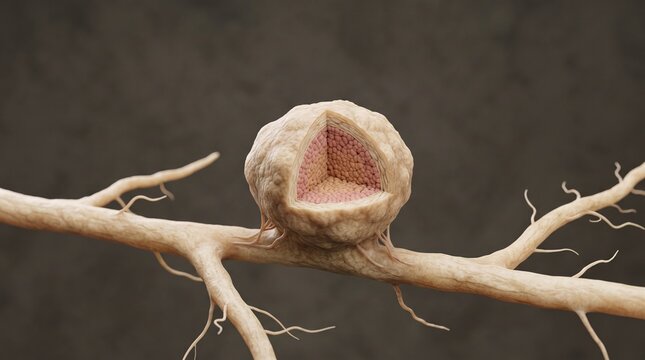 Root nodule attached to a branching legume root