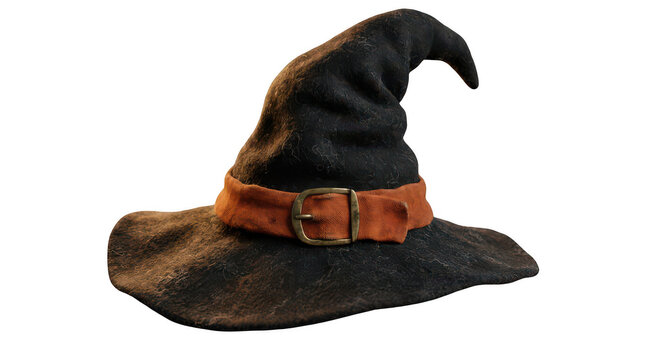 Witch hat with buckle isolated transparent background