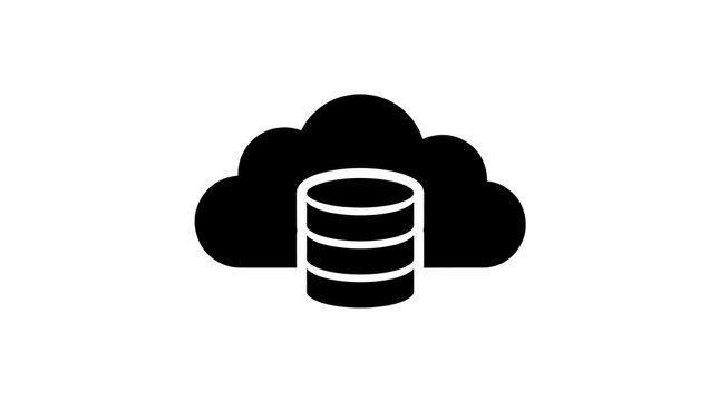Black cloud database storage icon digital networking symbol concept