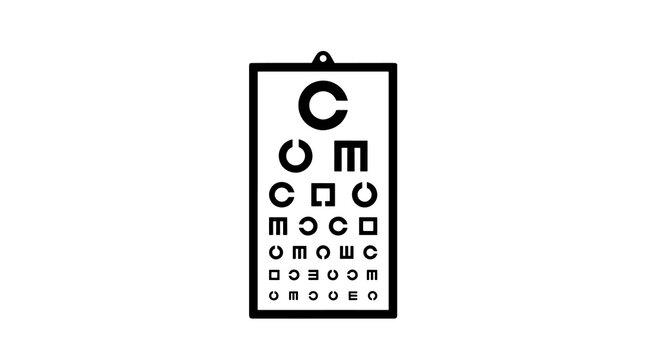 Black eye chart with Landolt C optotypes for medical vision testing