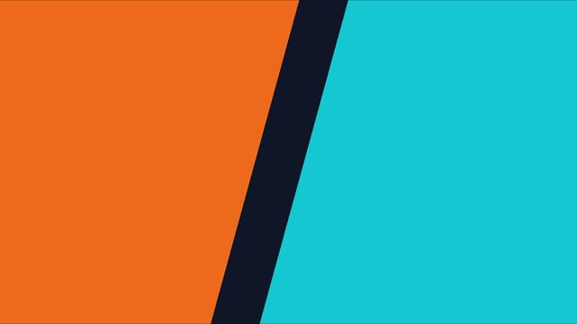 Minimalist motion background, with dynamic orange, and cyan split, screen transition abstract