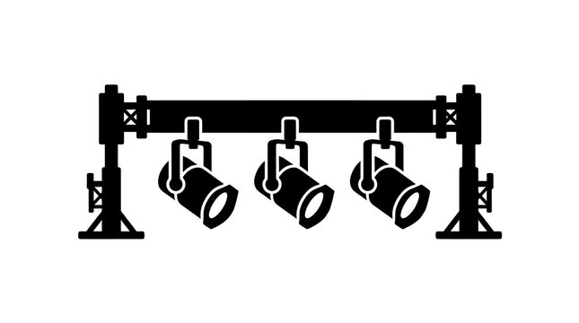 Black spotlight truss rig system silhouette icon on solid background