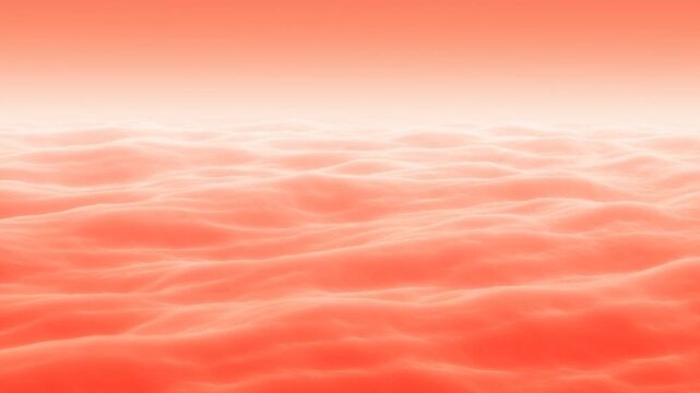 Orange abstract wave surface beneath a glowing peach horizon with layered rolling forms