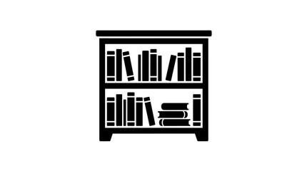 Black bookcase filled with books silhouette icon symbol graphic © Premium Icon Set