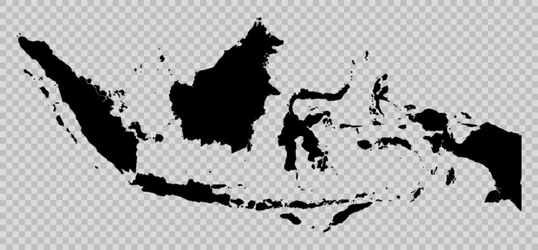 Indonesia country map silhouette isolated black vector outline
