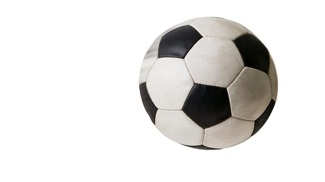Isolated classic black and white soccer ball featuring simple numerical text N (120)