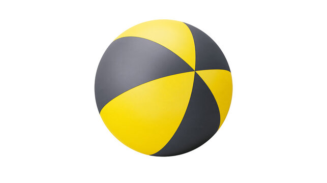 Isolated vibrant yellow and dark gray segmented sphere with numerical notification N 134