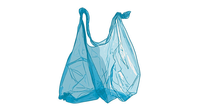 Isolated light blue transparent plastic shopping bag over black bar with N (326) text
