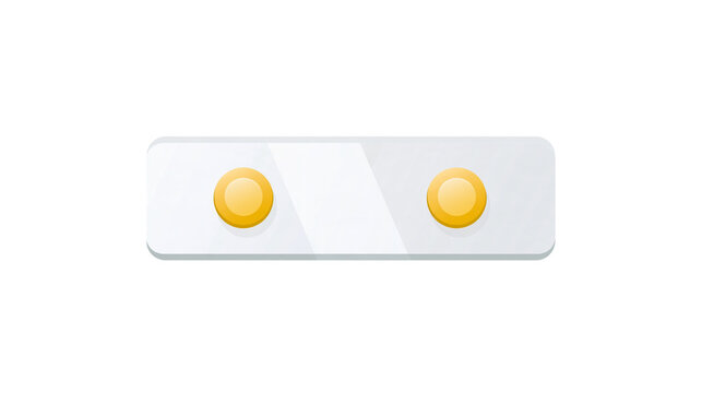 Isolated transparent laboratory microscope slide with two distinct round golden yellow samples for scientific research.