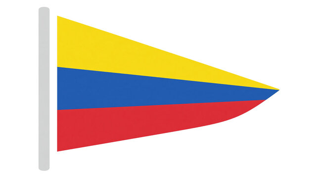 Isolated vibrant nautical burgee pennant flag with yellow blue red stripes and N 1691 illustration.
