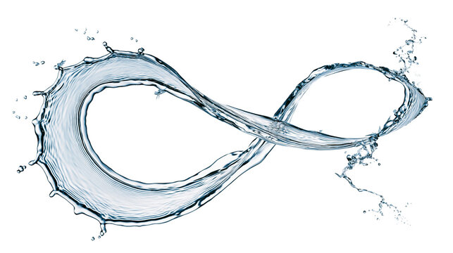 Isolated dynamic water splash creating an elegant infinity symbol, abstract pure liquid motion.