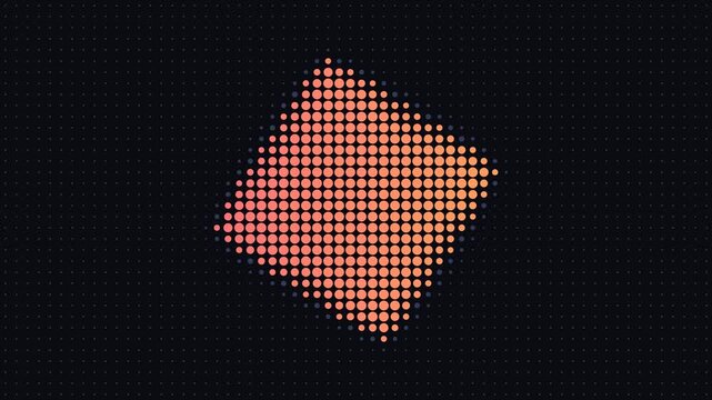 Dot matrix field forming a glowing shape that morphs between circle square star and diamond