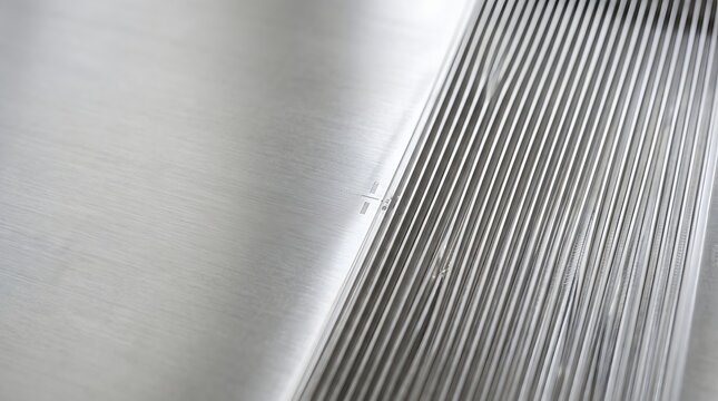 Macro view of metallic corrugated surface texture showing parallel lines
