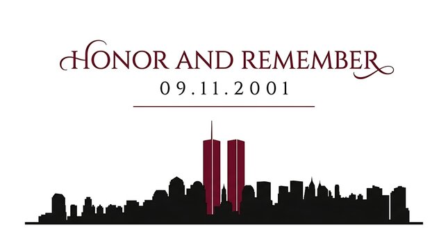 Honor And Remember 09 11 2001 Skyline With Twin Towers Silhouette honor and remember, 9 11, september 11, twin towers, world trade center