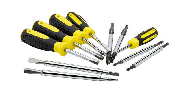 Isolated versatile hand tools set with screwdrivers and interchangeable bits for repairs