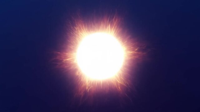 Bright full moon shines as a glowing white disk against a deep blue night sky