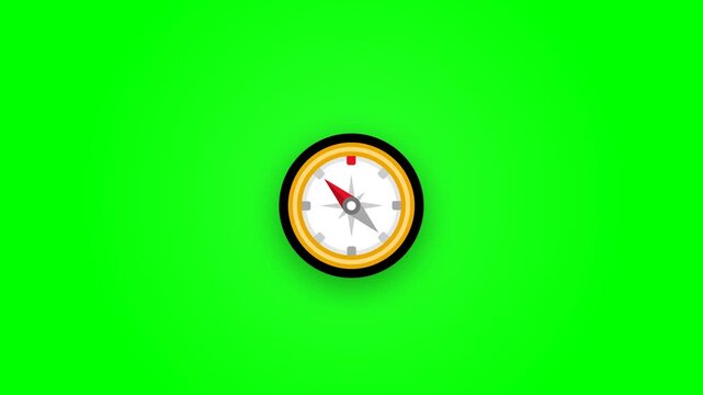 Grid of rotating compass icons on green screen background