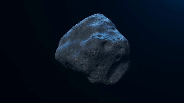 Cratered asteroid remains suspended against a dark, empty backdrop in deep space