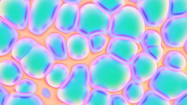 Pastel abstract bubbles form an organic pattern on a warm peach background