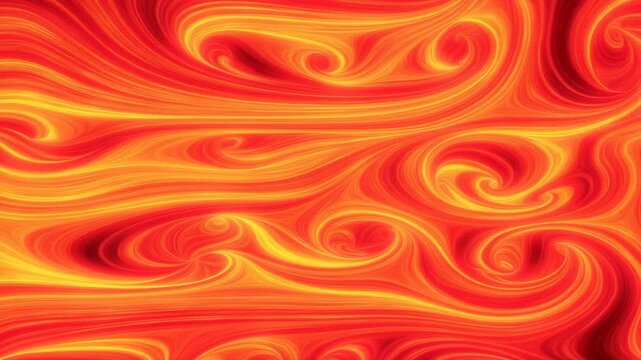 Abstract fluid pattern with swirling red and yellow marbled forms on a bright background