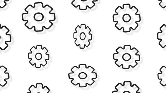 Animated Gear Pattern Background with Alpha Channel - Minimalist Rotating Cogwheels Grid