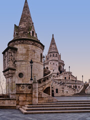 Fishermans Bastion turrets and stairs at dusk in Budapest © Arnold