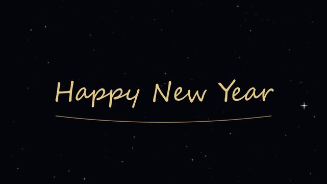 Inscription &laquo; Happy New Year &raquo; dor&eacute;e apparaissant avec des &eacute;tincelles