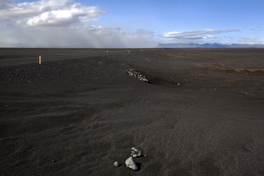 Ring Road, Route 1,  vulcanic sand plain Skeidararsandur at Skaftfell, Southern Region, Iceland
