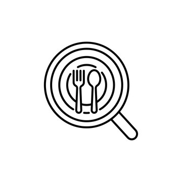 Search Icon Plate Fork Spoon Food Restaurant Dining Isolated