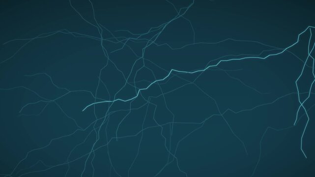 Branching Electric Lightning Bolts Flickering Across a Dark Sky Seamless Loop in deep cyan tones