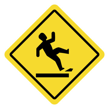 Yellow diamond warning sign depicting a person slipping.