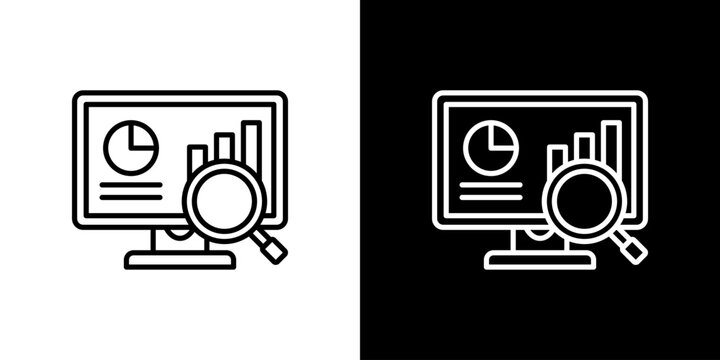 Data Visualization icon, outline vector on white and black backgrounds.